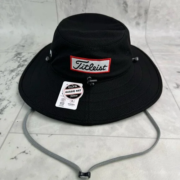 NEW Titleist Tour Aussie Black/White Bucket Golf Hat - Picture 2 of 6